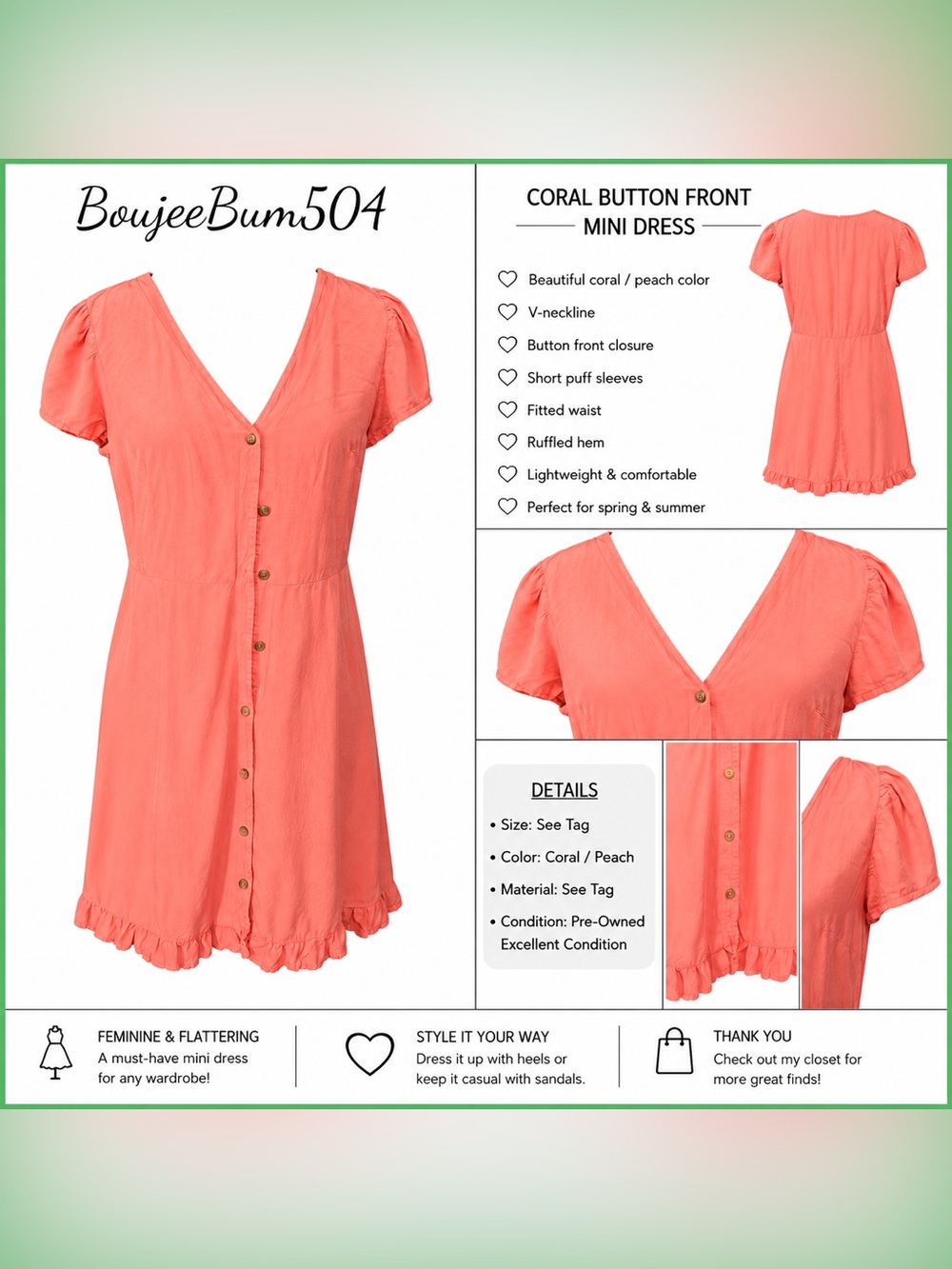 LOFT Peach Button-Front Midi Dress